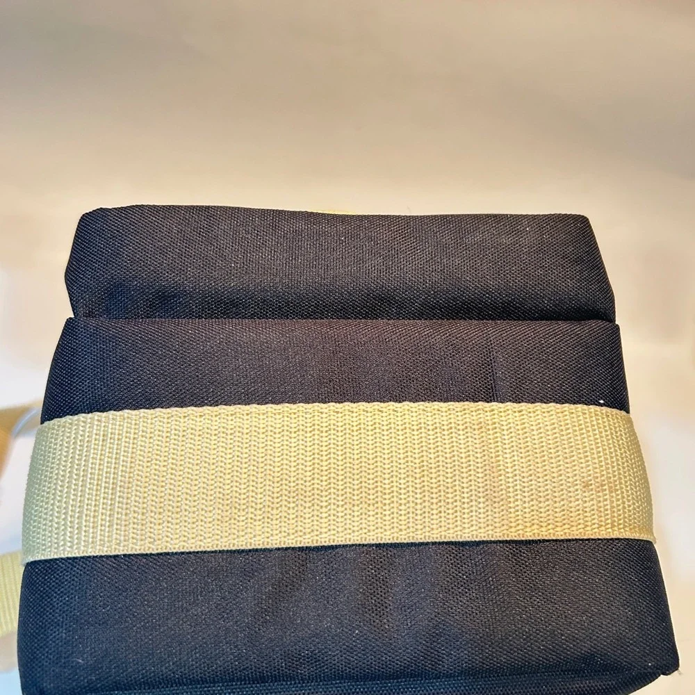 Canon Camera Shoulder Bag Black Canvas Tan Strap Padded Case with Divider